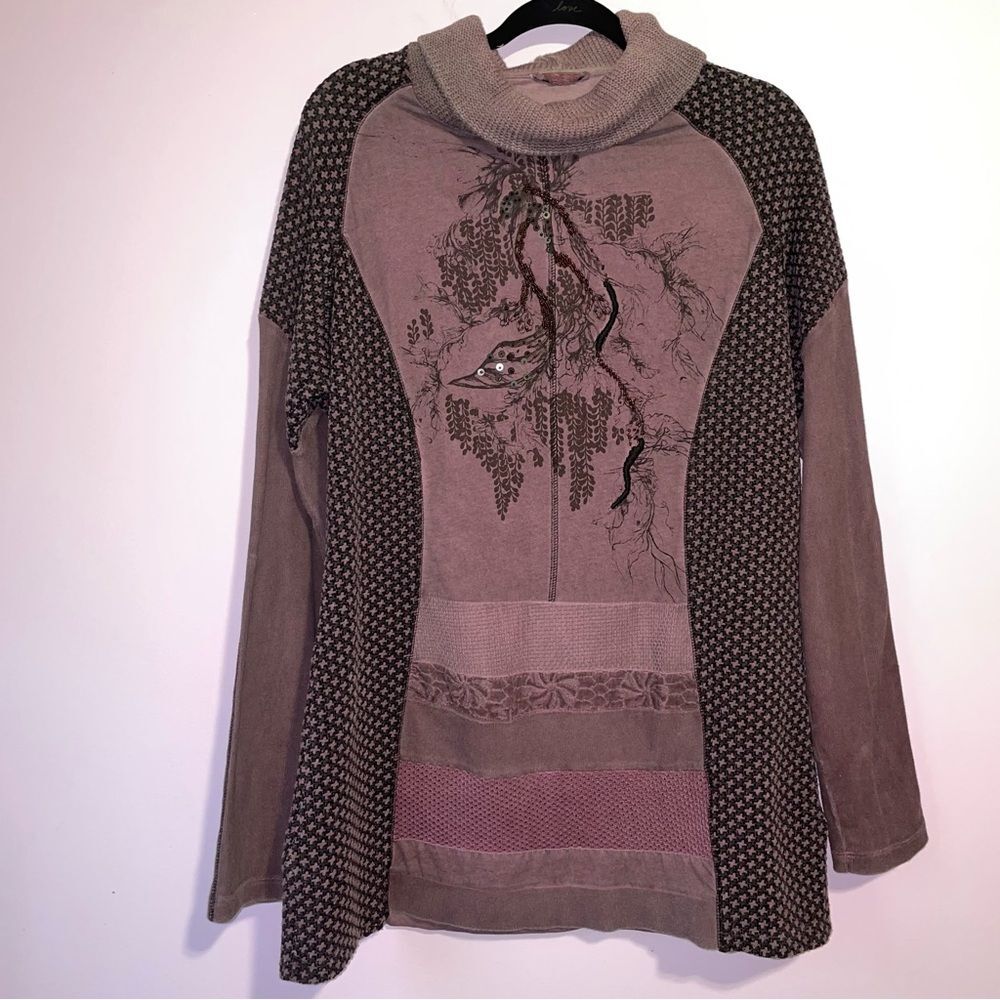 Anvrdie Angels Never Die Cowl Neck Sweater Dress Size 4 Patchwork Whimsigoth